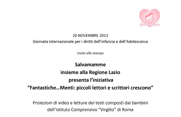 20 novembre: iniziativa per la ”Giornata Internazionale per i diritti dell’Infanzia e dell’Adolescenza”