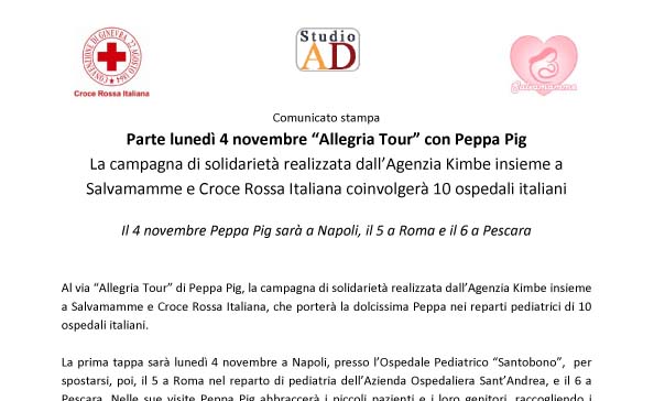 4 novembre: parte l'«Allegria Tour» con Peppa Pig