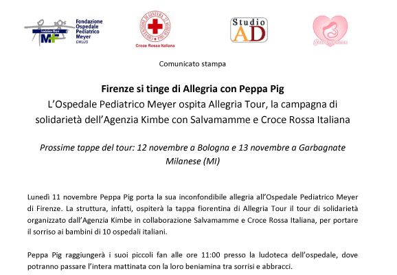 11 novembre: Allegria Tour e Peppa Pig a Firenze